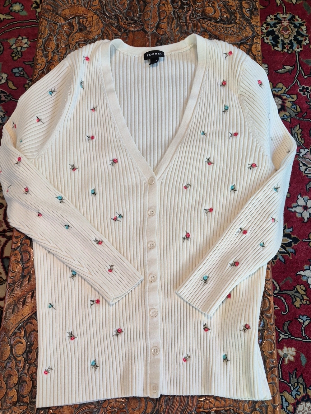 TORRID Embroidered Cardigan White 3